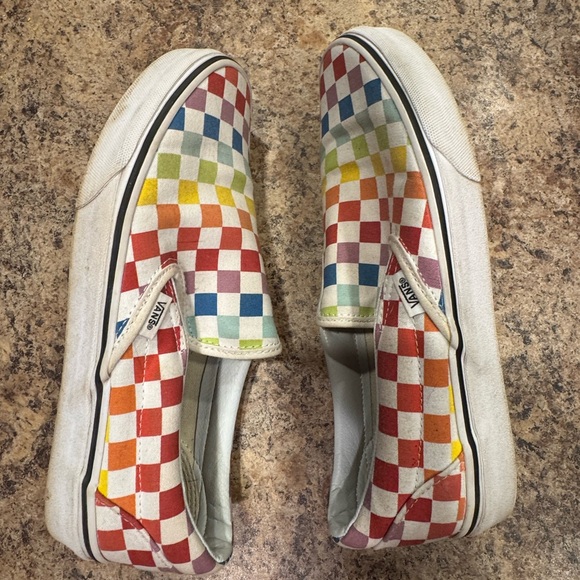 Rainbow Checkered Slip On Vans - Picture 7 of 7